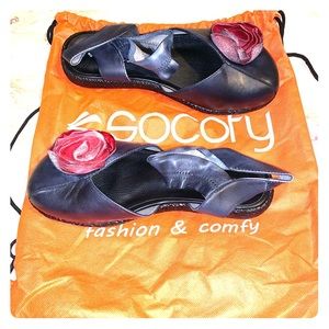 SOCOFY Floral Soft Sole Elastic Band Sandals